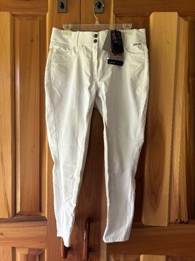 Ariat Pro Series Olympia front zip Regular rise full seat white breeches. NWT